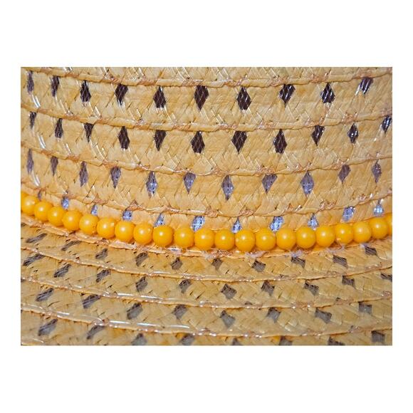 NEW Women's Floppy Hat With Beaded Trim in Sunkist Orange Color (17" diameter) - Picture 3 of 5